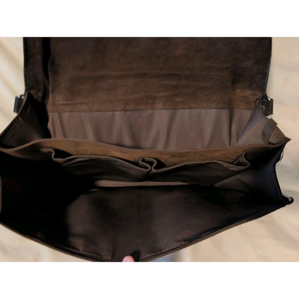 Heavy Duty Black Leather Briefcase Backpack Convertible Laptop Messenger Bag... - Picture 5 of 11